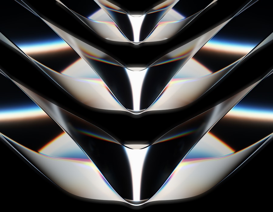 Geometric forms lit from one side, casting hard shadows